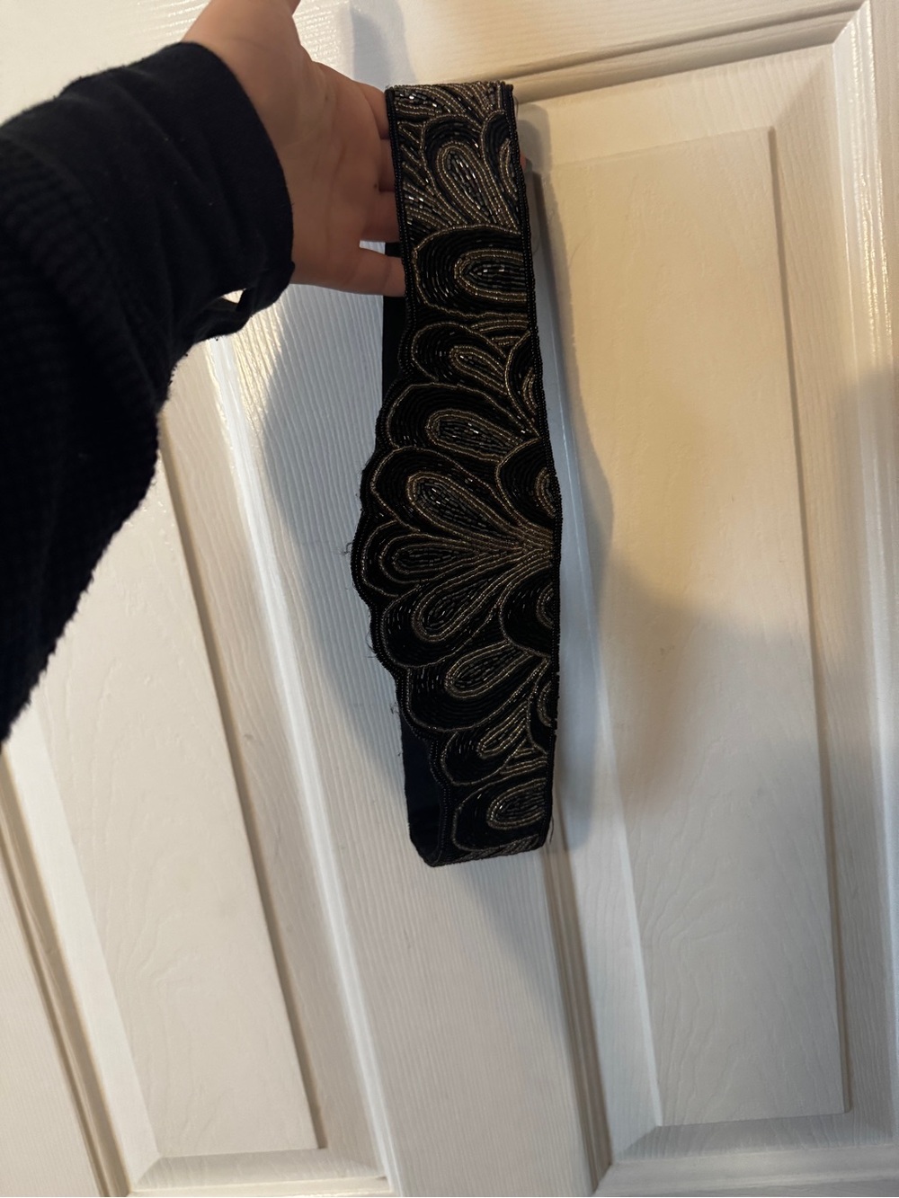 Magid Vintage Style Black Beaded Accent Belt - Size Small/Medium